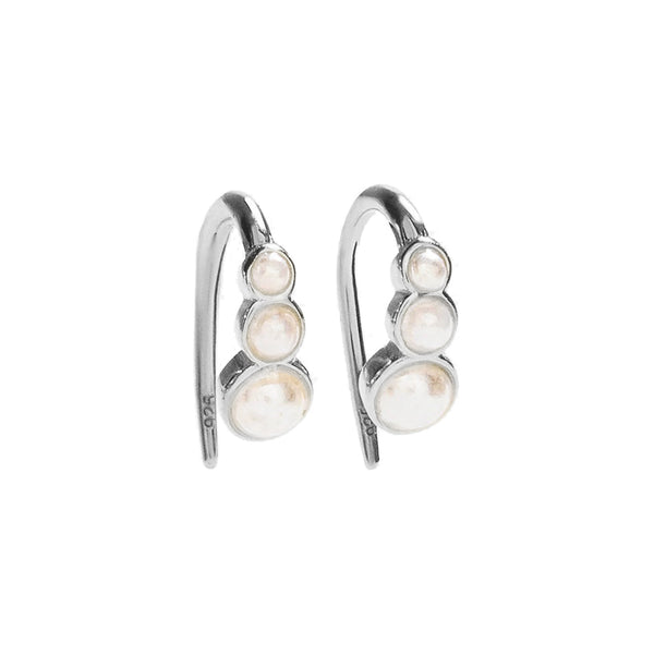 PE0016 925 Sterling Silver Cubic Zirconia & Pearl Dangle Earrings