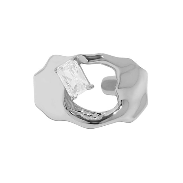 RHJ1078 925 Sterling Silver Baguette CZ Irregular Ring