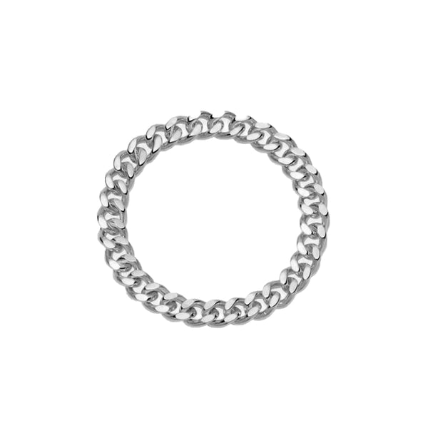 FJ0700 925 Sterling Silver Curb Chain Ring