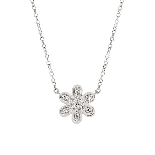 FX0364 925 Sterling Silver Flower Pendant Necklace