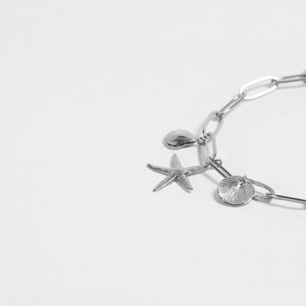 FS0049 925 Sterling Silver Starfish Chain Bracelet