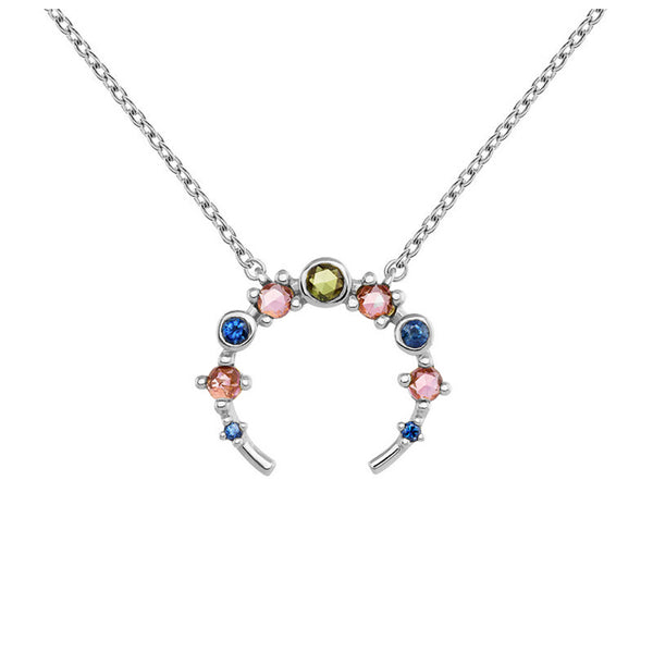 FX0103 925 Sterling Silver OX Horn Necklace with zircon