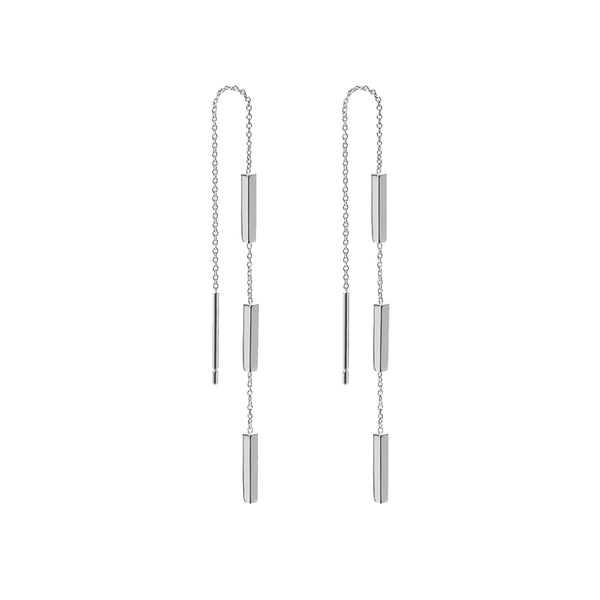 FE1939 925 Sterling Silver Long Chain Threader Earrings