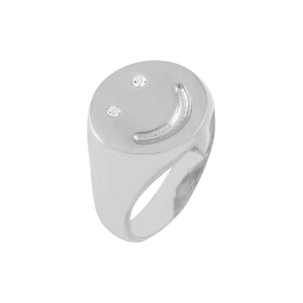 FJ0772 925 Sterling Silver Smiley Face Ring