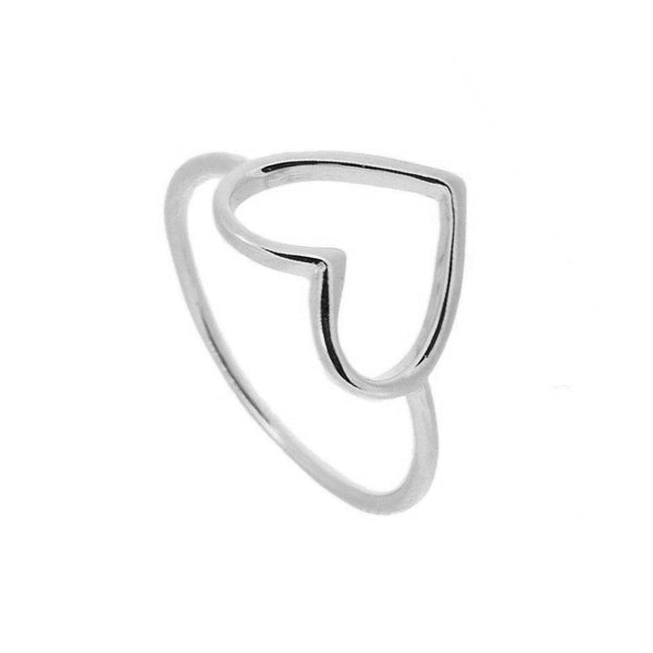 FJ0787 925 Sterling Silver Sweet Heart Hollow Ring