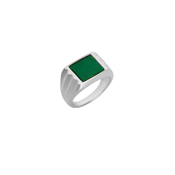 FJ0698 925 Sterling Silver Natural Malachite Ring