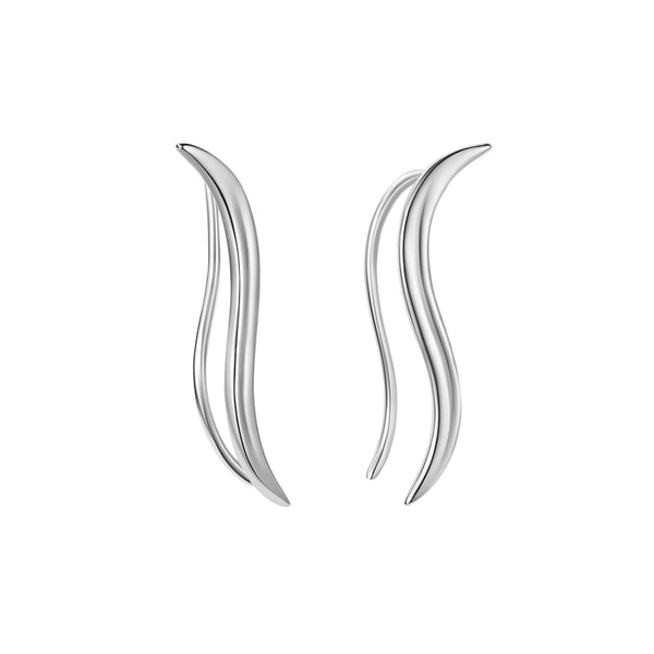 FE1851 925 Sterling Silver Waves Women Ear Climbers