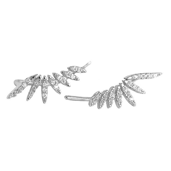 YHE0432 925 Sterling Silver Sun Flower Cubic Zirconia Ear Climber