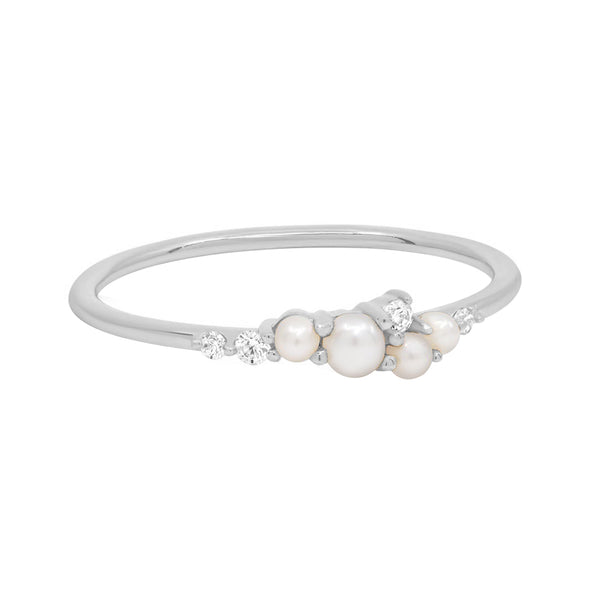 FJ0721 925 Sterling Silver Freshwater Pearl CZ Ring