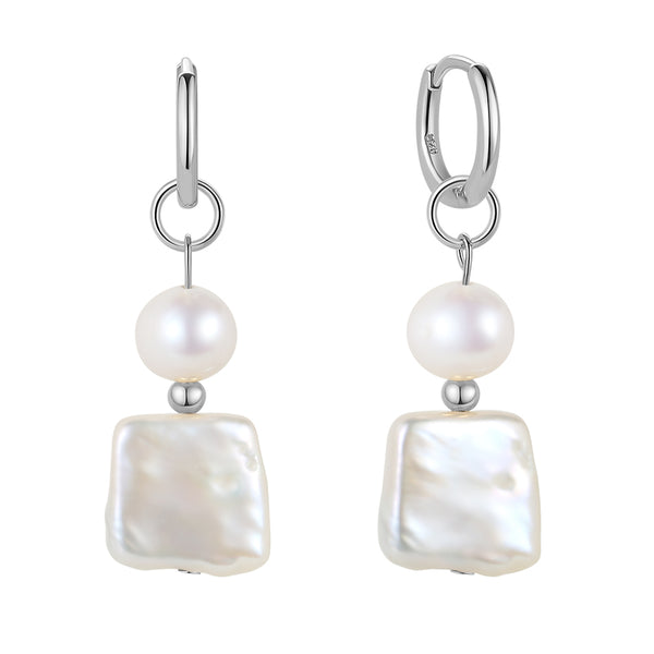 FE1707 925 Sterling Silver Baroque Pearl Earrings