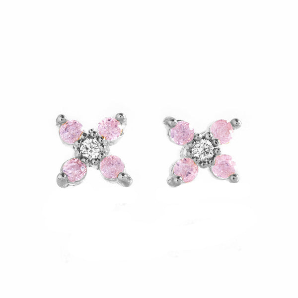 FE1565 925 Sterling Silver Flower Zircon Stud Earrings