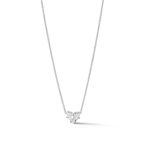FX0451 925 Sterling Silver Heart Zircon Pendant Necklace