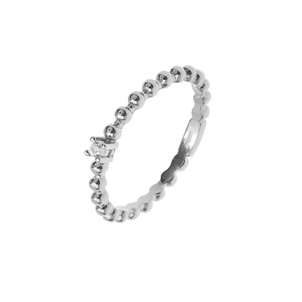 FJ0351 925 Sterling Silver Beaded Zircon Ring