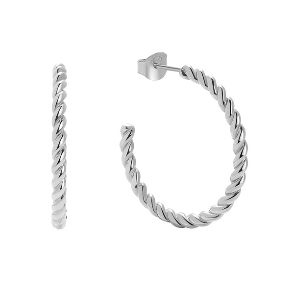 FE0238 925 Sterling Silver Gold Twist Hoop Earrings