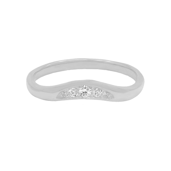 FJ0689 925 Sterling Silver Zircon Band Ring