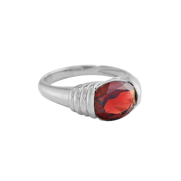 FJ0781 925 Sterling Silver Garnet Stone Ring