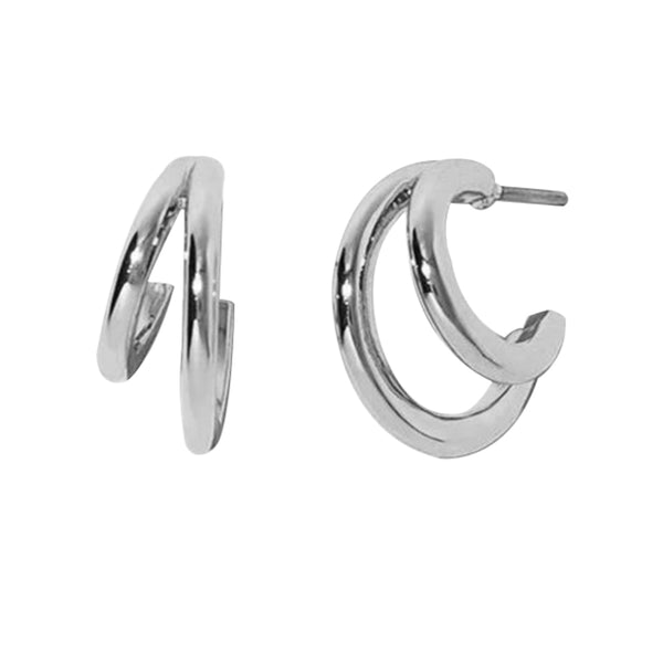 FE0884 925 Sterling Silver Double Hoop Earrings