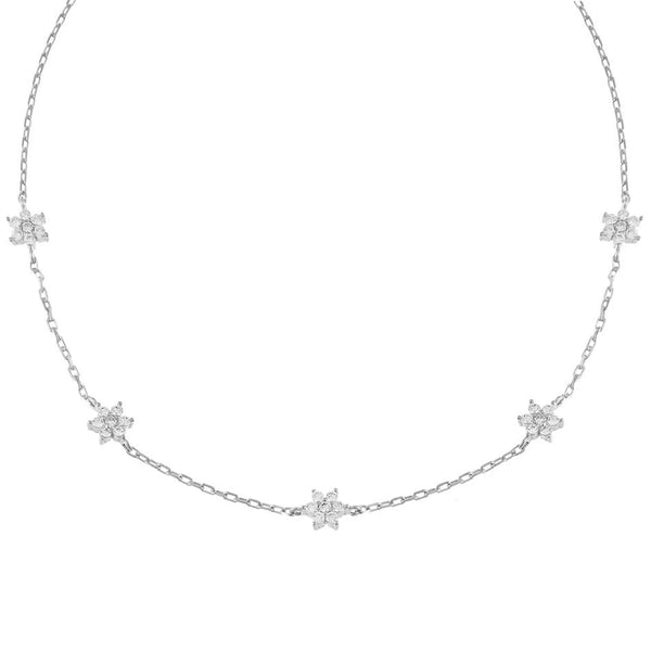 FX0578 925 Sterling Silver Multi-Flower Necklace