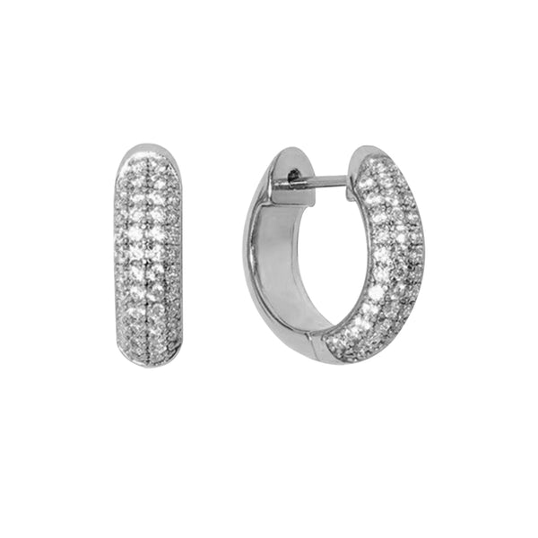 FE1596 925 Sterling Silver Pave Zircon Hoops Earrings