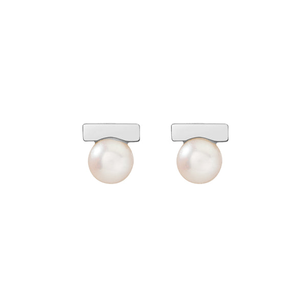 FE1742 925 Sterling Silver Freshwater Pearl Bar Stud Earring