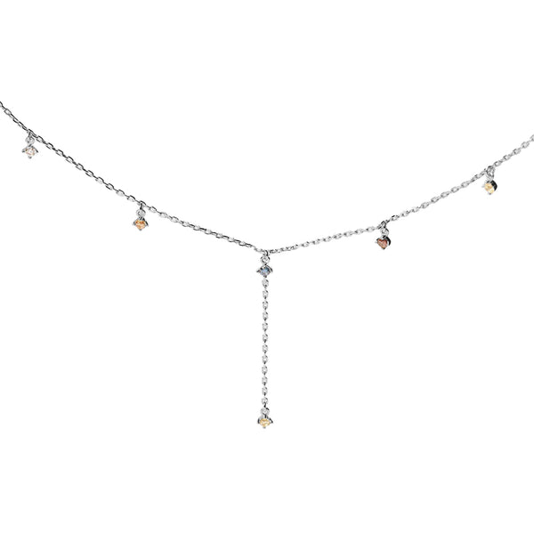 FX0814 925 Sterling Silver Rainbow CZ Pendant Necklace