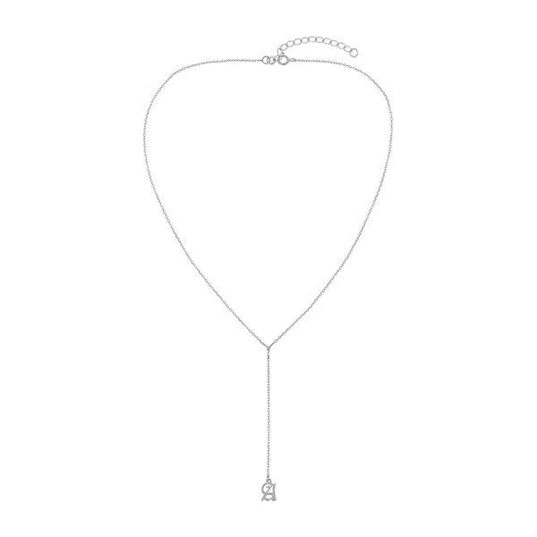 FX0189 925 Sterling Silver Letter Initial Lasso Necklace