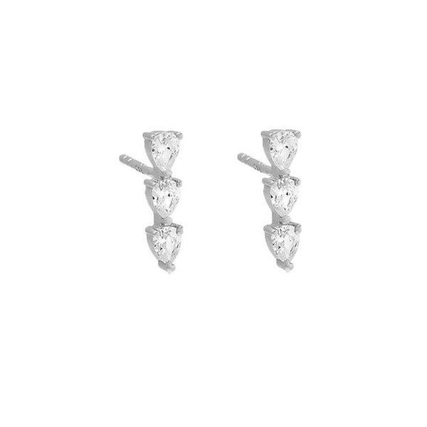 FE1933 925 Sterling Silver Vertical Cubic Zirconia Stud Earrings