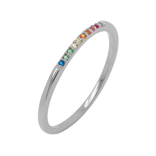 FJ0466 925 Sterling Silver Rainbow Eternity Ring