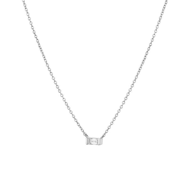 FX0314 925 Sterling Silver Rectangular Diamond Necklace