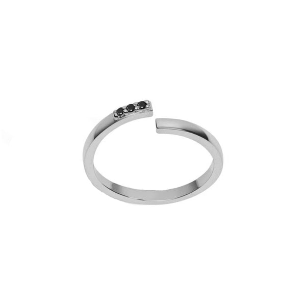 FJ0339 925 Sterling Silver Black Zircon Opening Ring