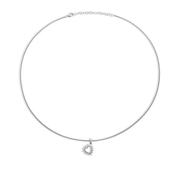 FX0671 925 Sterling Silver CZ Heart Pendant Necklace