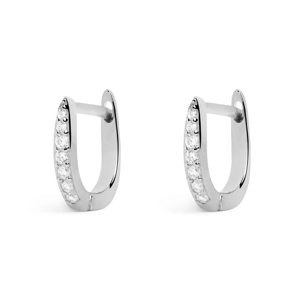 FE1300 925 Sterling Silver U Spark Gold Hoop Earrings