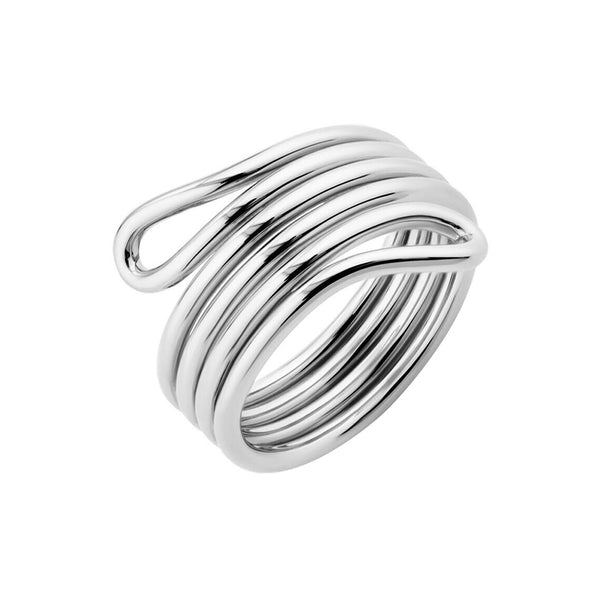 FJ0752 925 Sterling Silver Double Loop Slim Ring