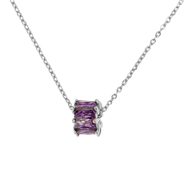 FX0522 925 Sterling Silver Purple Zircon Necklace