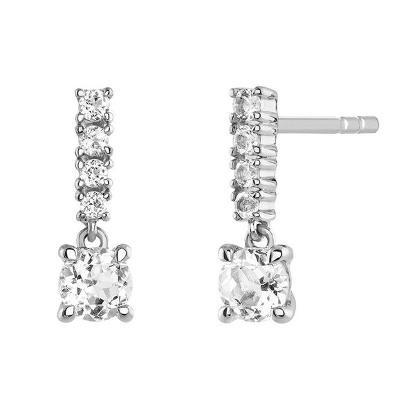 FE0291 925 Sterling Silver Long Earrings With Stones