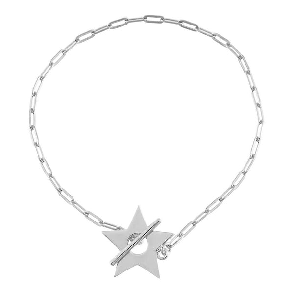 FS0156 925 Sterling Silver Open Star Toggle Link Bracelet