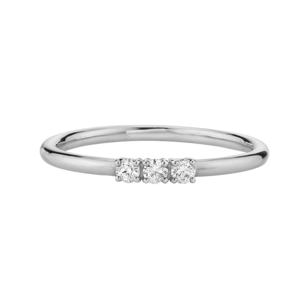 FJ0440 925 Sterling Silver Triple Zircon Ring