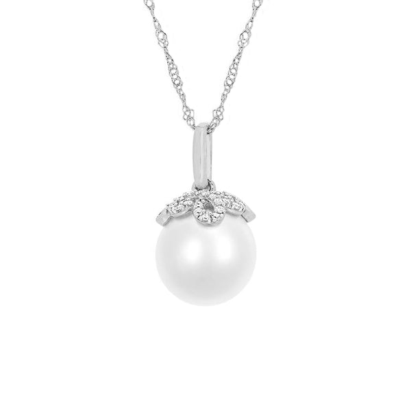 FX0631 925 Sterling Silver Pearl Pendant Necklace with Zircon