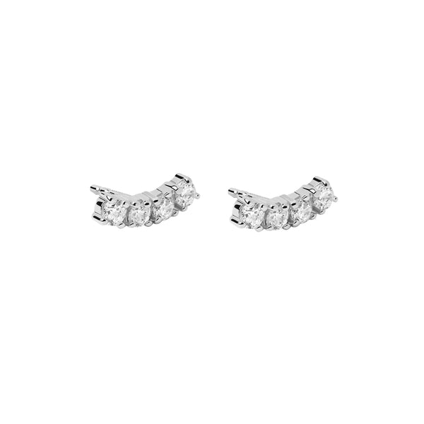 FE1925 925 Sterling Silver Horizontal Cubic Zirconia Mini Stud Earrings