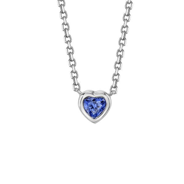 FX0435 925 Sterling Silver Blue Zircon Heart Necklace