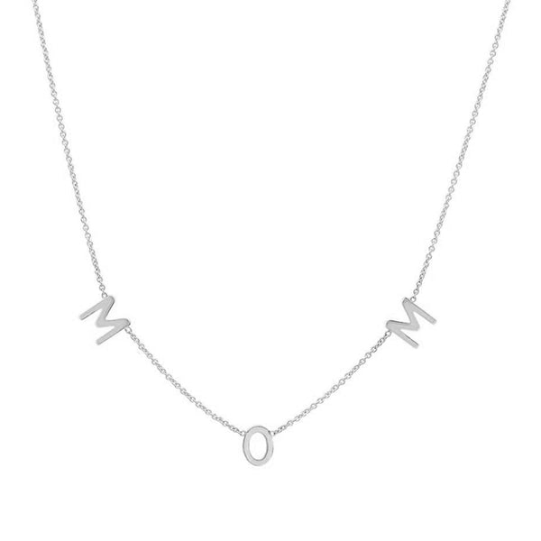 FX0493 925 Sterling Silver Spaced Mom Necklace