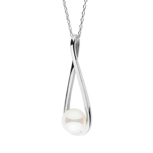 FX0565 925 Sterling Silver Cradle Pearl Dangle Necklace