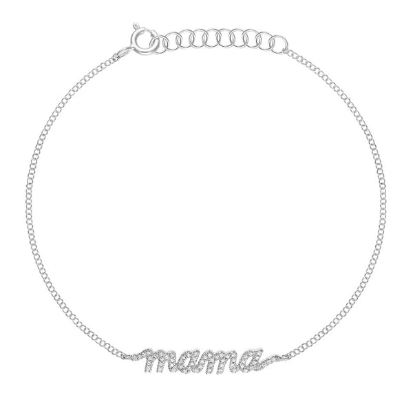 FS0162 925 Sterling Silver Diamond Mama Bracelet