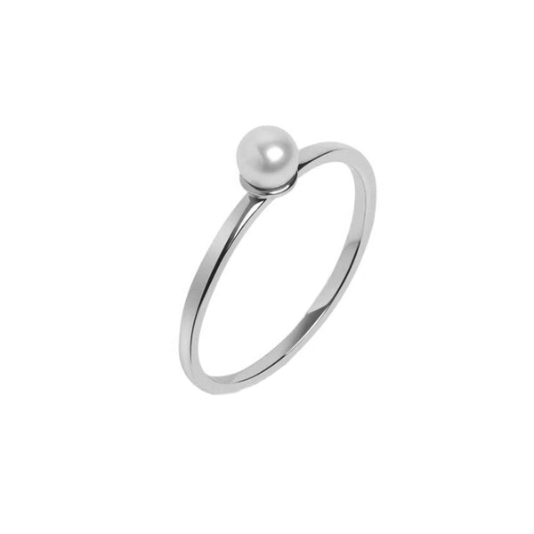 FJ0337 925 Sterling Silver Single Pearl Ring