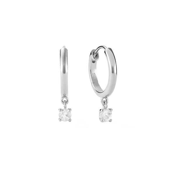 FE1837 925 Sterling Silver Zirconia Hoop Earring