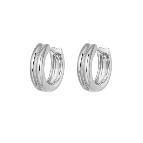 FE1667 925 Sterling Silver High Poblish Huggie Hoop Earrings
