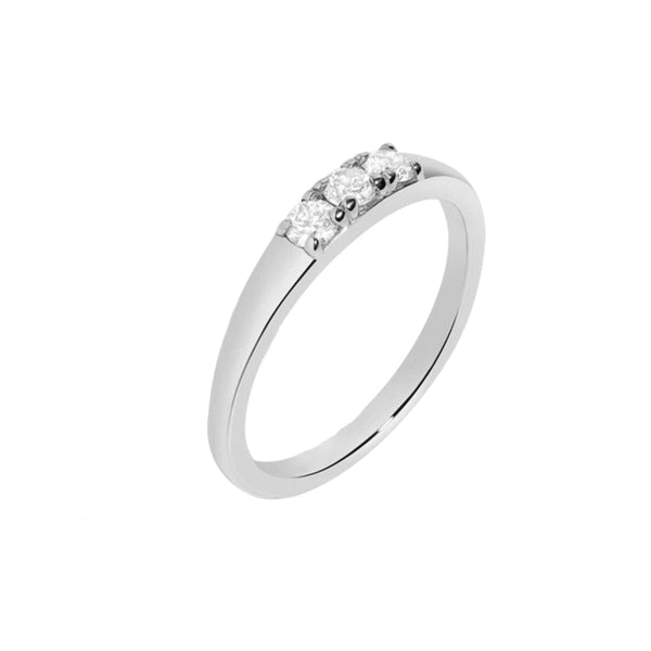 FJ0329 925 Sterling Silver Three Zircon Ring