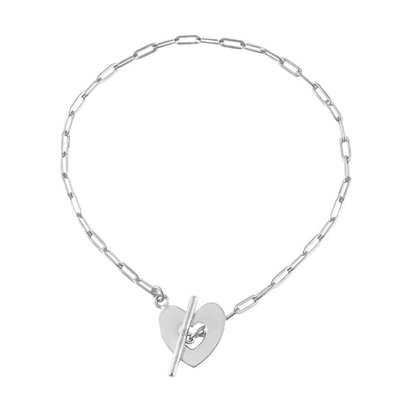FS0154 925 Sterling Silver Open Heart Toggle Link Bracelet