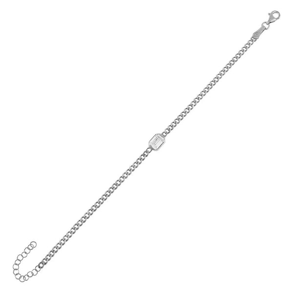 FS0170 925 Sterling Silver Single Zircon Chain Bracelet