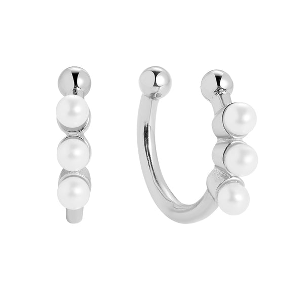 FE0863 925 Sterling Silver Freshwater Pearl Ear Cuff